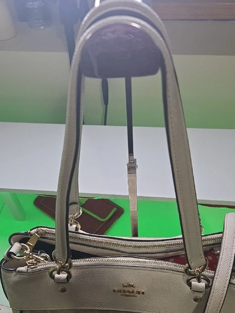 Coach Beige Signature Shoulder Bag with Crossbody Strap